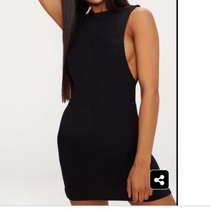 Pretty Little Thing Black Side Boob Mini Dress